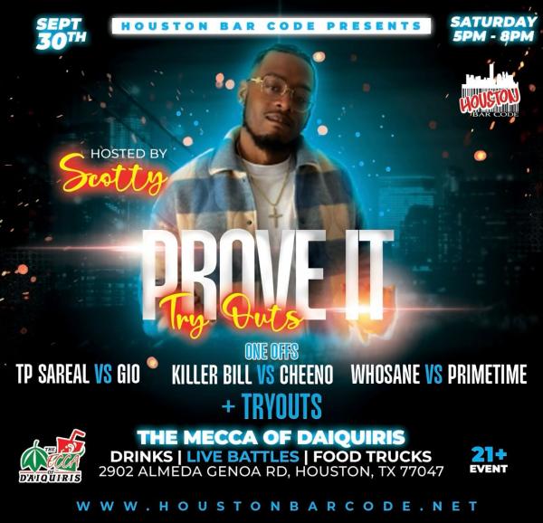 Houston Bar Code - Prove It: Tryouts (September 30 2023)