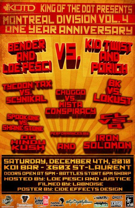 KOTD: King of the Dot - Montreal Division One Year Anniversary