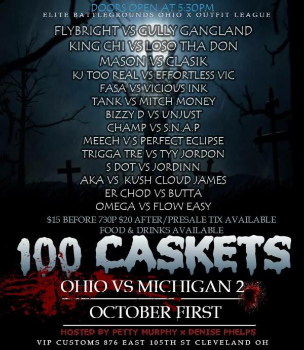 Outfit Battle Rap League - 100 Caskets: Ohio vs. Michigan 2