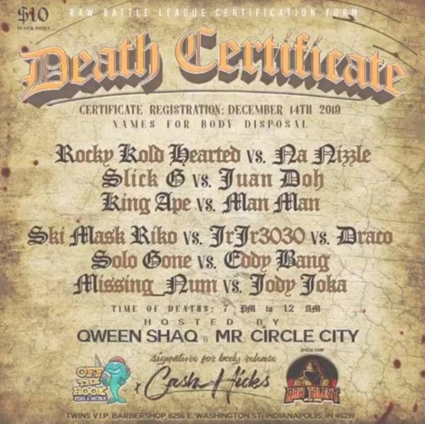 Raw Talent Battle League - Death Certificate (Raw Talent Battle League)