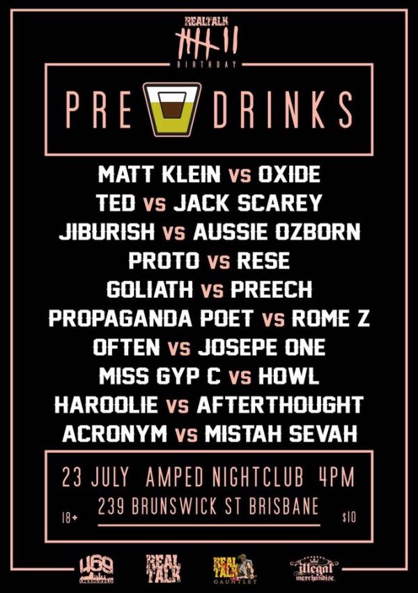 Real Talk Battle League - Real Talk 7th Birthday - Pre Drinks